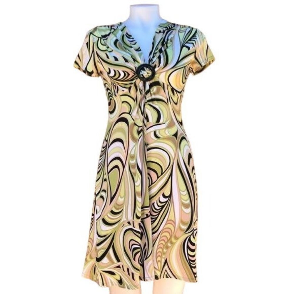 Vintage Y2K SL Fashions Maxi Sage Green Black Dress Size 4 - Picture 1 of 8